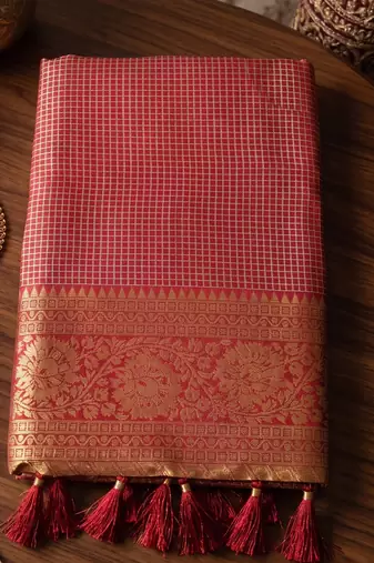maroon zari border silk blend saree | bridal & festive ethnic wear for women