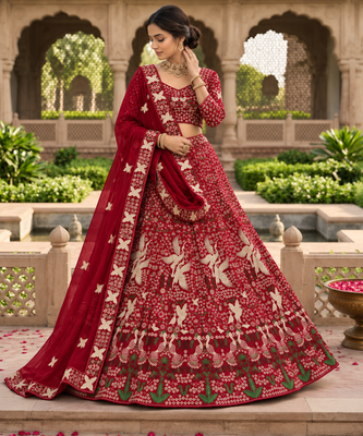 marron Embroidery Sequins With Cancan Georgette Lehenga Choli Set 2