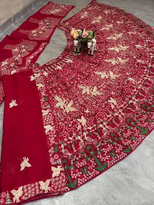 marron Embroidery Sequins With Cancan Georgette Lehenga Choli Set 3