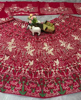 marron Embroidery Sequins With Cancan Georgette Lehenga Choli Set 4