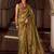 olive green tissue silk blend saree | exquisite floral border traditional party wear for women