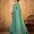 sea green premium cotton blend saree | women's floral border party wear drape