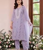 Women Ethnic Motifs Embroidered Regular Thread Work Kurta with Trousers & With Dupatta