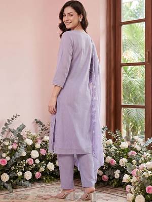 Women Ethnic Motifs Embroidered Regular Thread Work Kurta with Trousers & With Dupatta 5