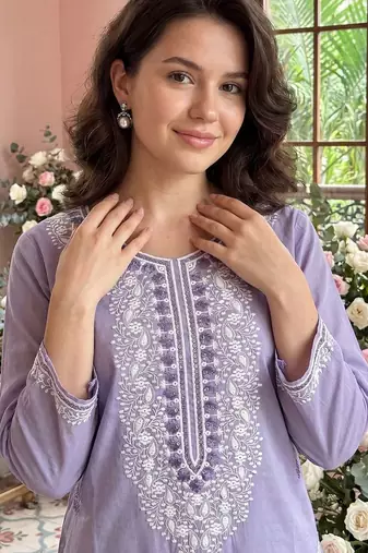 Women Ethnic Motifs Embroidered Regular Thread Work Kurta with Trousers & With Dupatta