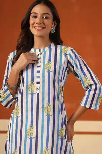 Women Printed Regular Pure Cotton Kurta with Trousers