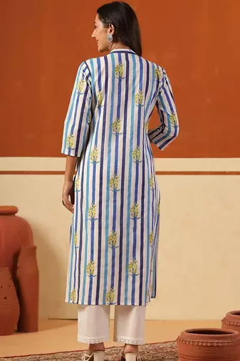Women Printed Regular Pure Cotton Kurta with Trousers