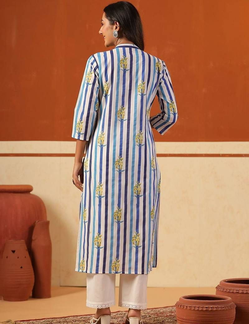 Women Printed Regular Pure Cotton Kurta with Trousers