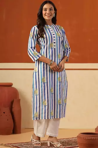 Women Printed Regular Pure Cotton Kurta with Trousers
