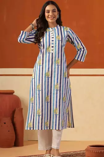 Women Printed Regular Pure Cotton Kurta with Trousers