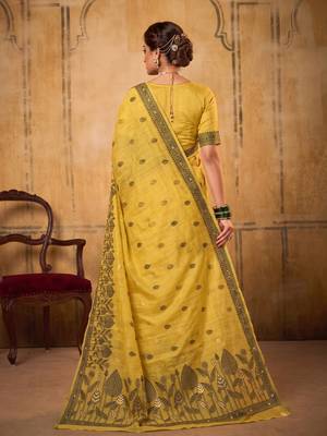 mustard yellow everyday cotton blend saree for women | auspicious festive drape 2