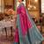 rani pink banarasi silk blend saree with teal border | women's royal wedding attire