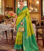 light green banarasi silk blend saree for women | exquisite woven wedding ethnic wear