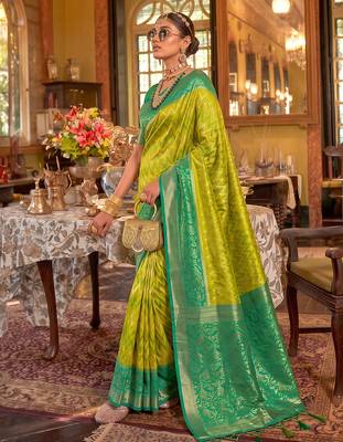 light green banarasi silk blend saree for women | exquisite woven wedding ethnic wear 2