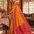 mustard & red banarasi silk blend saree | classic bridal & wedding ethnic wear