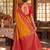 mustard & red banarasi silk blend saree | classic bridal & wedding ethnic wear