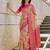 beige cotton blend saree for women | pink border festive & party ethnic wear