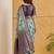 sky blue cotton blend saree for women | navy border festive & party ethnic wear