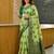 light green cotton blend saree for women | dark green border festive party wear