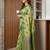 light green cotton blend saree for women | dark green border festive party wear