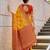 mustard cotton blend saree for women | red zari border festive & wedding attire