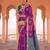 purple soft silk blend saree with teal border | festive & wedding wear for women