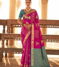 rani pink soft silk blend saree | woven zari border ethnic party wear for women