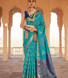 sky blue soft silk blend saree | navy contrast border traditional wear for women