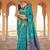 sky blue soft silk blend saree | navy contrast border traditional wear for women