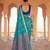 sky blue soft silk blend saree | navy contrast border traditional wear for women