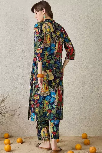 Women Floral Printed Regular Pure Cotton Kurta with Trousers