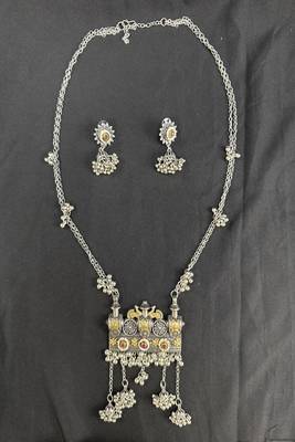 Traditional Oxidised Silver Temple Necklace Set with Jhumka Earrings, Navratri Jewelry Set for Women 5