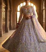lavender Embroidery Sequins With Cancan Net Lehenga Choli Set