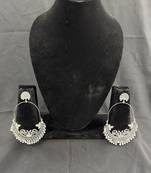 Oxidised Silver Peacock Chandbali Earrings for Women, Traditional Tribal Statement Earrings for Navratri Garba Festival