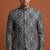 Grey printed bandhgala on jacquard fabric