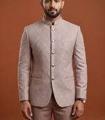 Light pink bandhgala an jacquard fabric