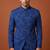 Blue bandhgala with thread work on jacquard