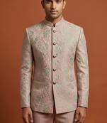 Pink bandhgala on embossed fabric