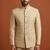 Golden thread work bandhgala on jacquard fabric