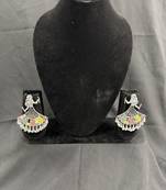 Oxidised Silver Multicolor Dancing Girl Earrings for Women, Earrings for Navratri Garba Festival