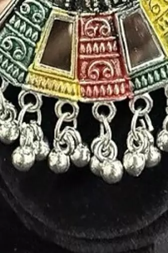 Oxidised Silver Multicolor Dancing Girl Earrings for Women, Earrings for Navratri Garba Festival