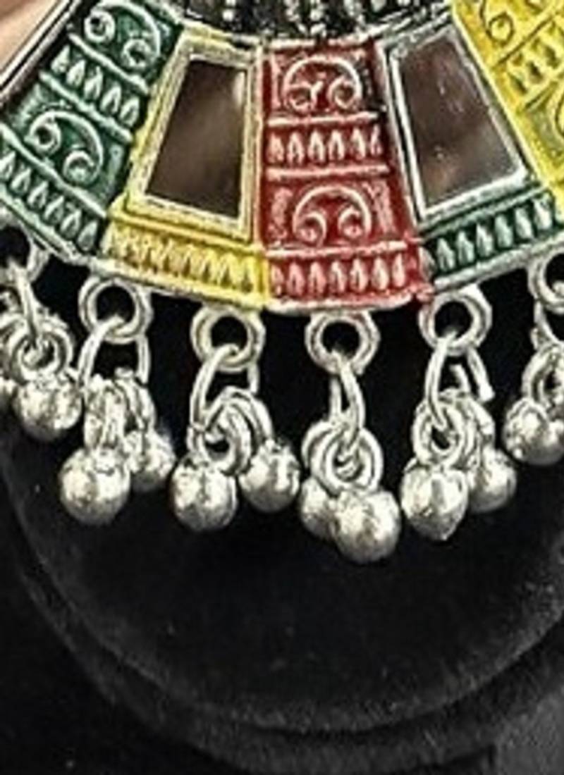 Oxidised Silver Multicolor Dancing Girl Earrings for Women, Earrings for Navratri Garba Festival