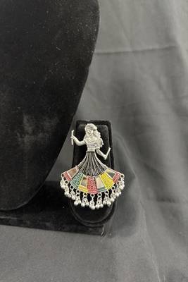 Oxidised Silver Multicolor Dancing Girl Earrings for Women, Earrings for Navratri Garba Festival 3