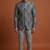 Grey printed bandhgala on jacquard fabric
