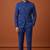 Blue bandhgala with thread work on jacquard