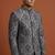 Grey printed bandhgala on jacquard fabric