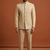 Golden thread work bandhgala on jacquard fabric