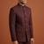 Maroon thread work bandhgala on jacquard