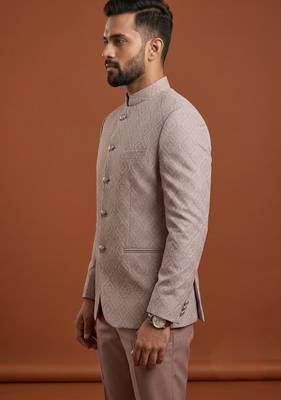 Light pink bandhgala an jacquard fabric 3