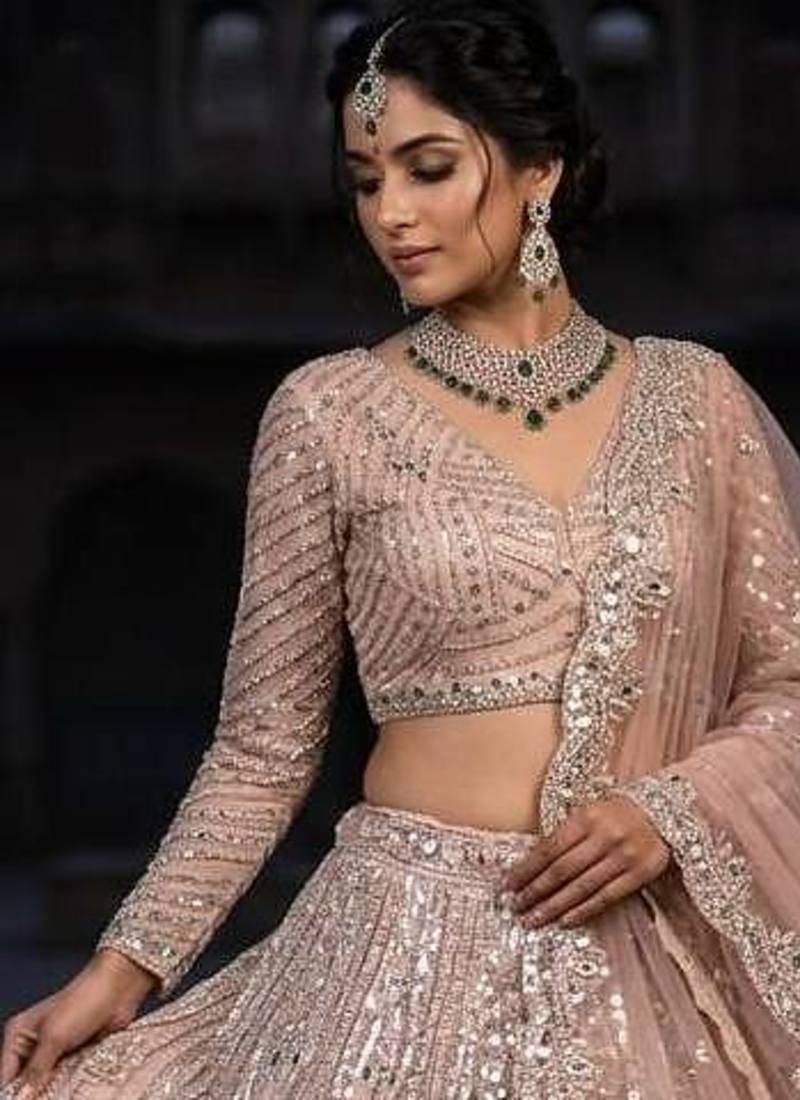 Onion Pink Coding Sequins Stone With Cancan Net Lehenga Choli Set